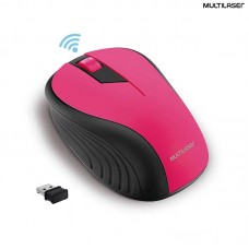 Mouse sem Fio Óptico 2.4Ghz 1200Dpi Preto Rosa Multilaser MO214
